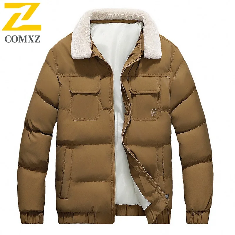 

COMXZ Мужская уличная куртка премиум-класса с воротником-стойкой, легкая парка в корейском стиле, повседневная дорожная морозостойкая зимняя ветровка