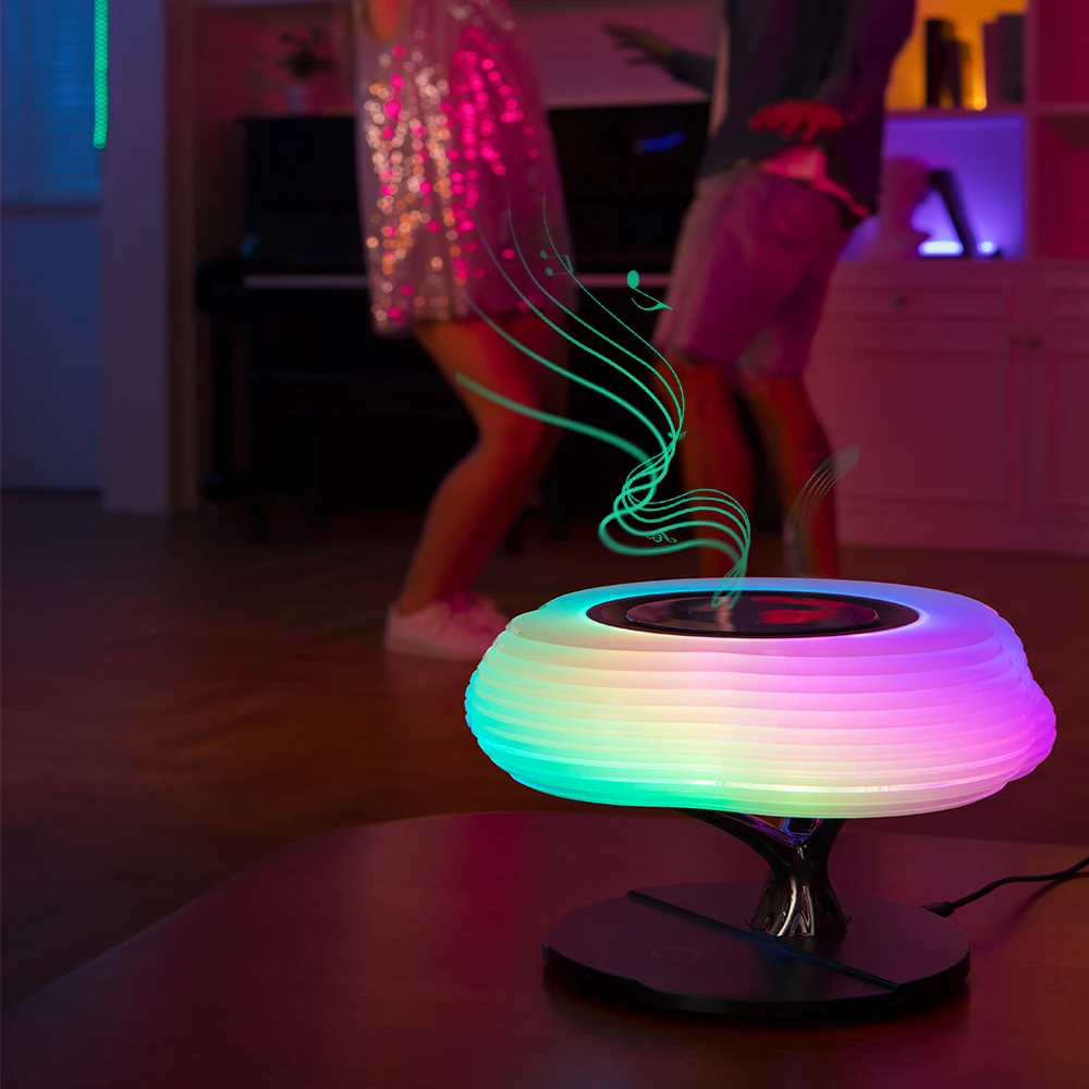 Multi-function RGB Atmosphere Lamp Cloud Night Light  Speaker Smart LED Wireless Charging Table Lamp
