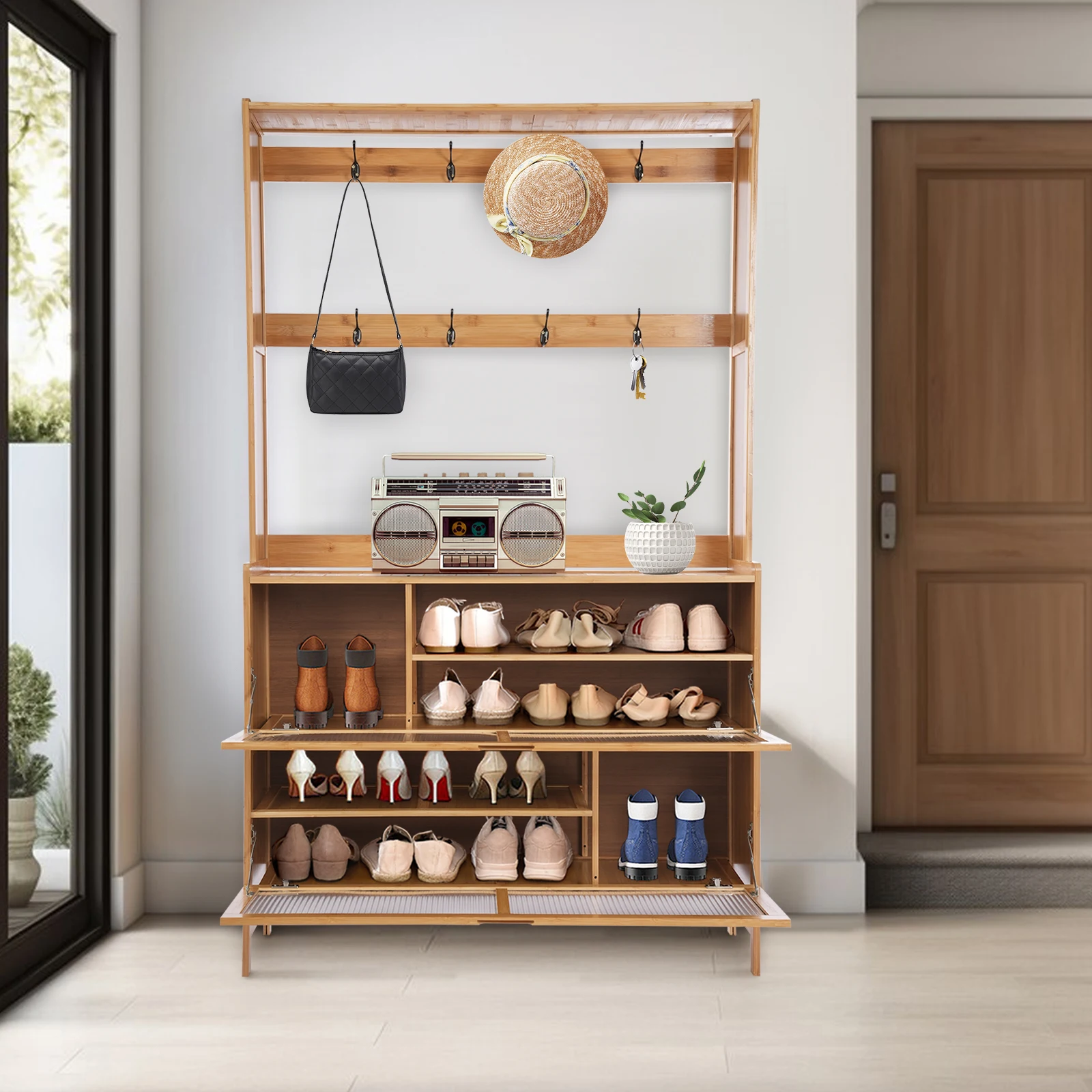 

39 Inch Shoe Cabinet - Space-Saving Entryway Storage with Dustproof Rack