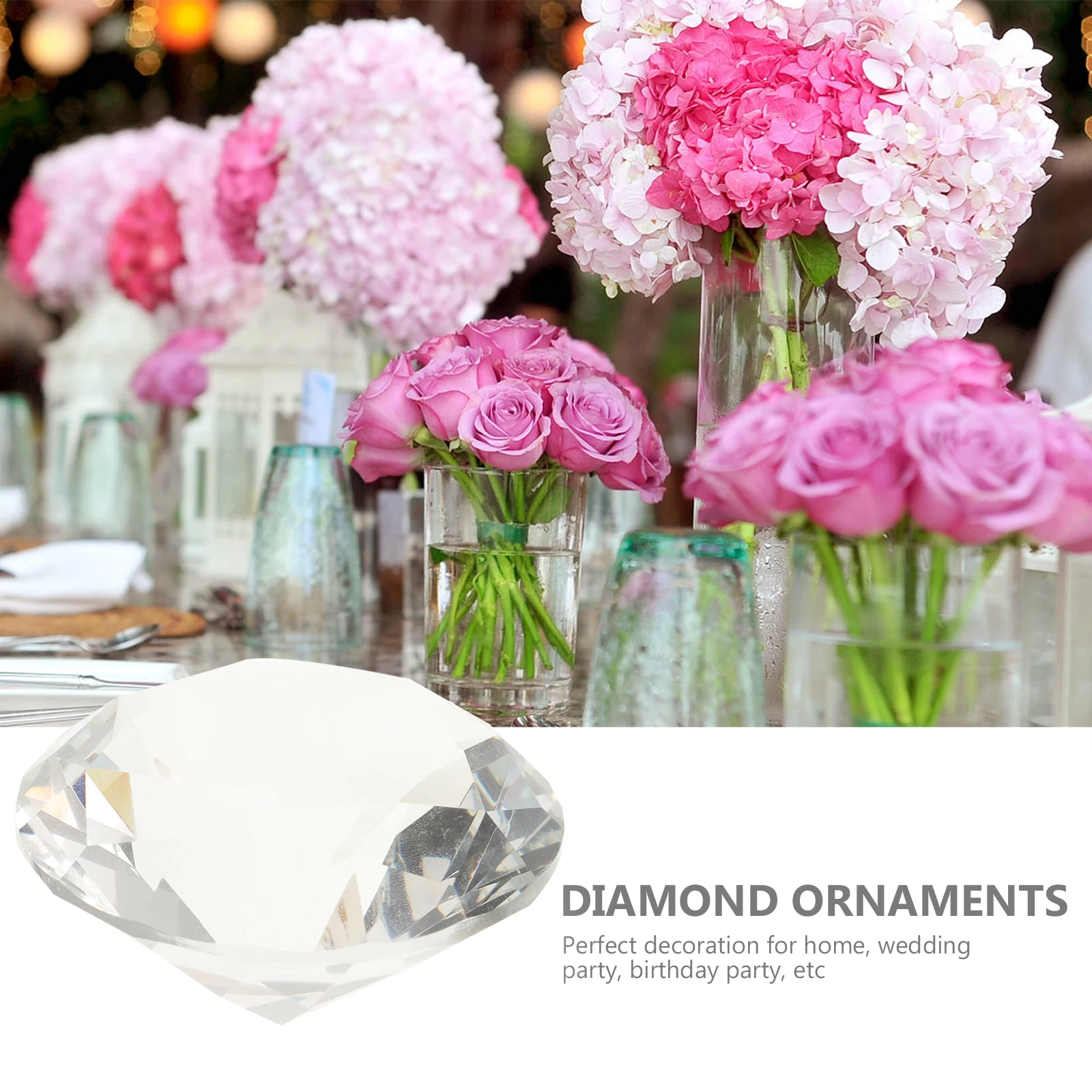 

Transparent Artificial Diamond Decoration 60Mm Crystal Bridal Shower Wedding Birthday Home Party Romantic Faux Diamond Ornament