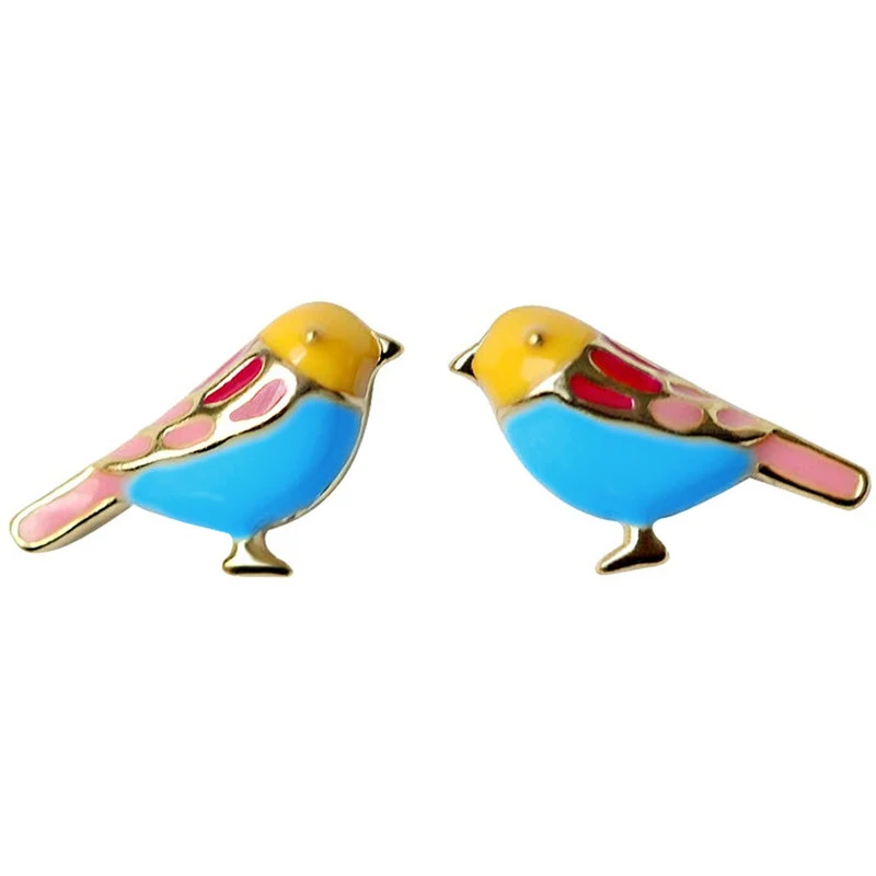 Huitan Mode Bunte Vogel Ohrstecker für Frauen Helle Emaille Design Persönlichkeit Handgemachte Ohrringe Party Drop Schiff Schmuck