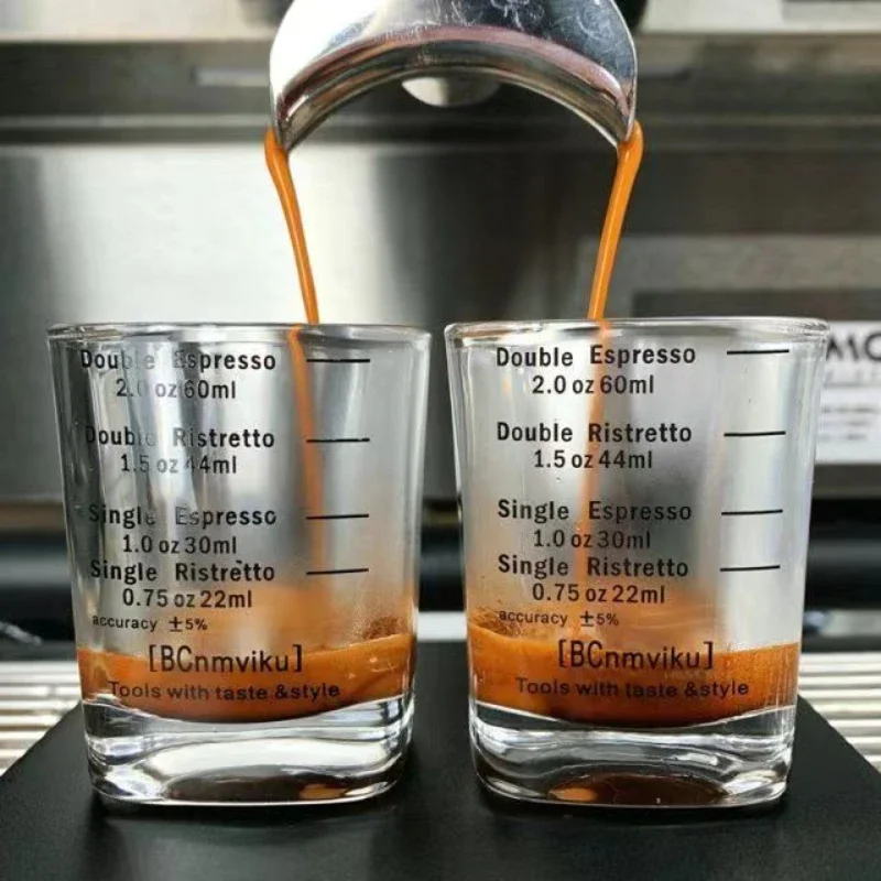 2pcs Espresso Coffee Ounce Roasting Measuring Cup Glass 60ML Square Thickened Ounce Graduated Concentrated Simple Heat-resistant
