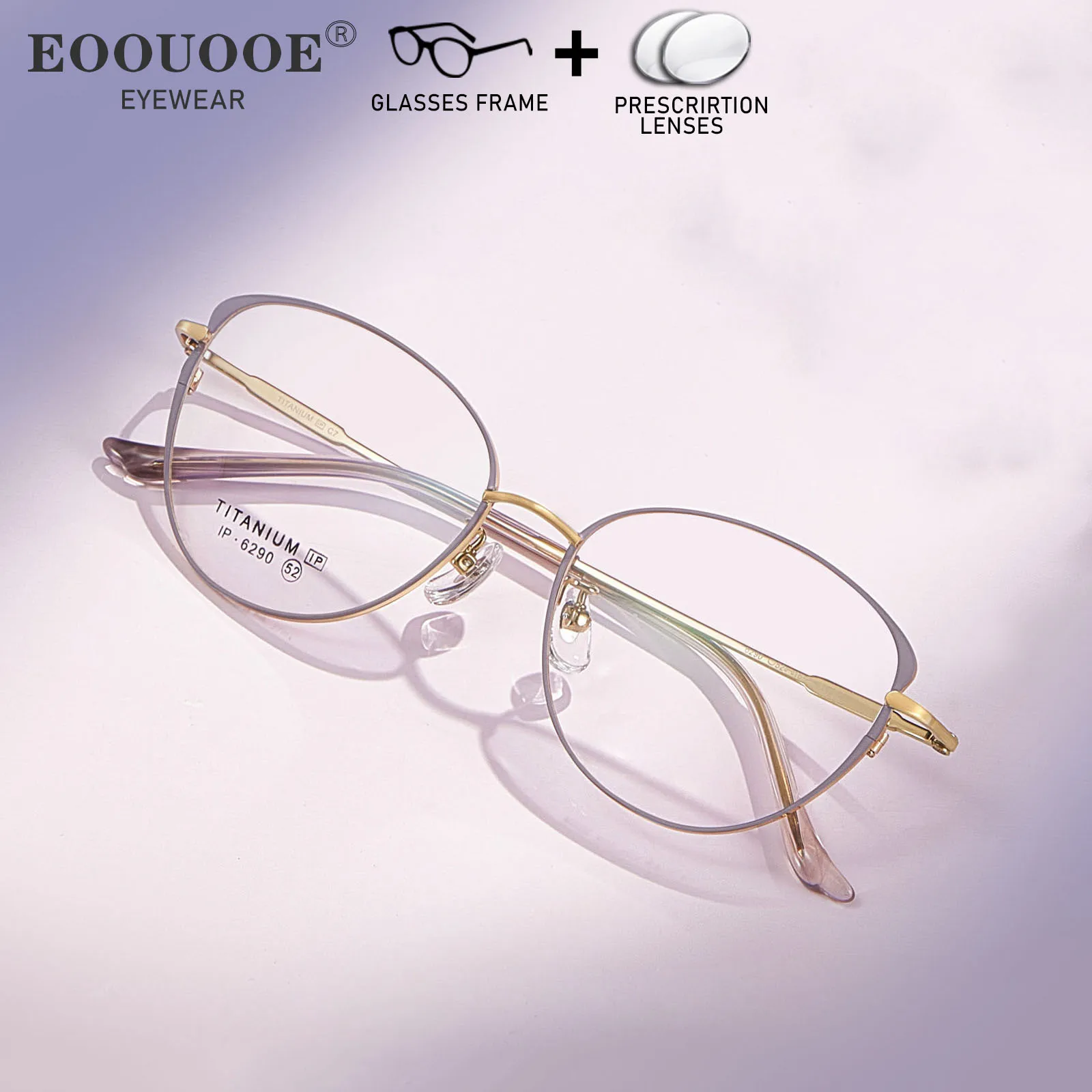 

Women Purple Cat Eye Glasses Pure Titanium Prescription Myopia Hyperopia Lenses ADD Progressive Anti Blue Light Optical Eyewear