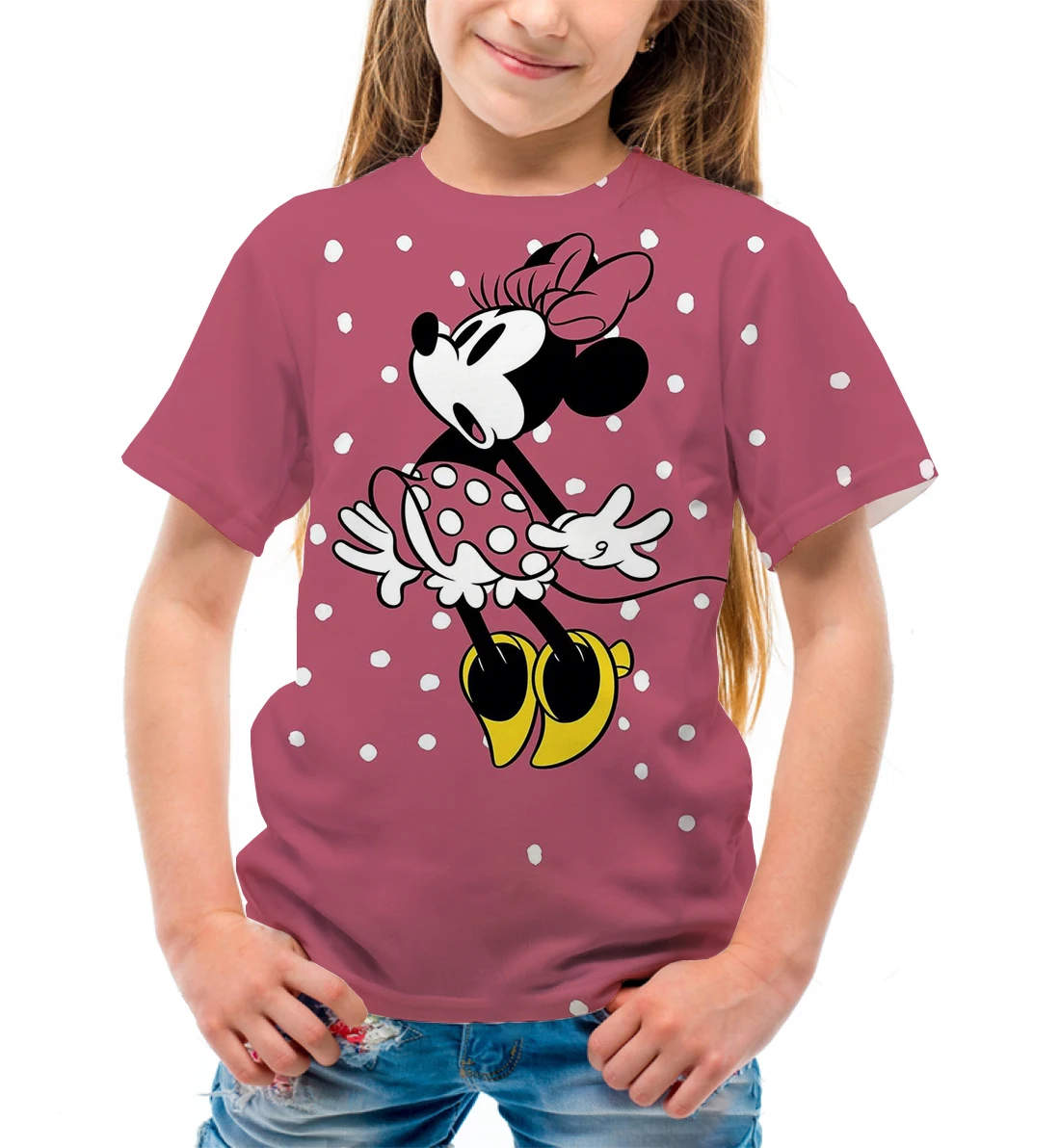 Disney Mickey Minnie prints girls vendita calda cartoon sweet t-shirt casual maniche corte adolescenti regali giocosi