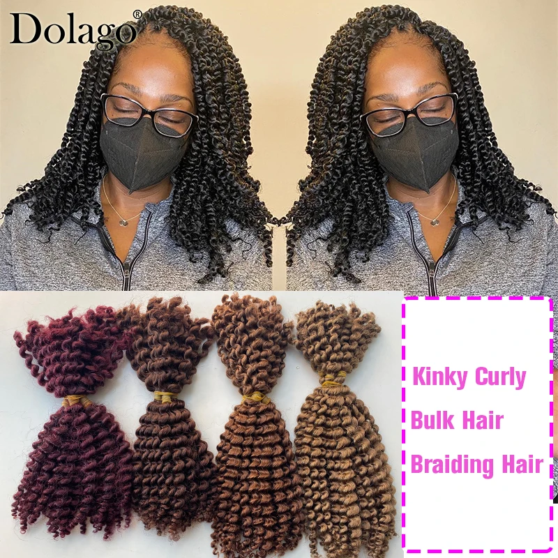 Kinky Curly Bundles No Weft Microlocs Hair Extensions Human Hair Boho Knotless Locks Braids Bohemian Bulk Hair For Braiding