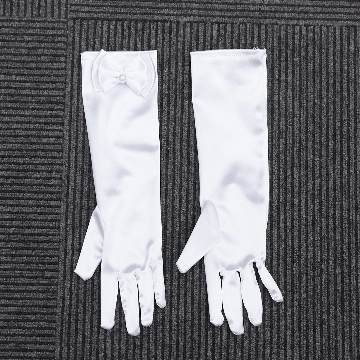 

1 Pair Children'S Gloves Long Satin Bowknot Design For Wedding Flower Girl Dress Kids Formal Party Prom Ball Accessory