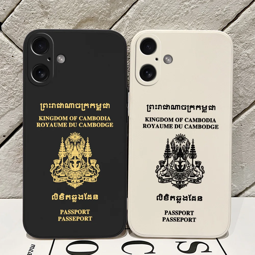 Cambodia Passport Phone Case for iPhone 16 15 14 13 12 11 Pro Max Mini X XR XSMax 8 7 6 6S Plus Soft Silicone Back Cover