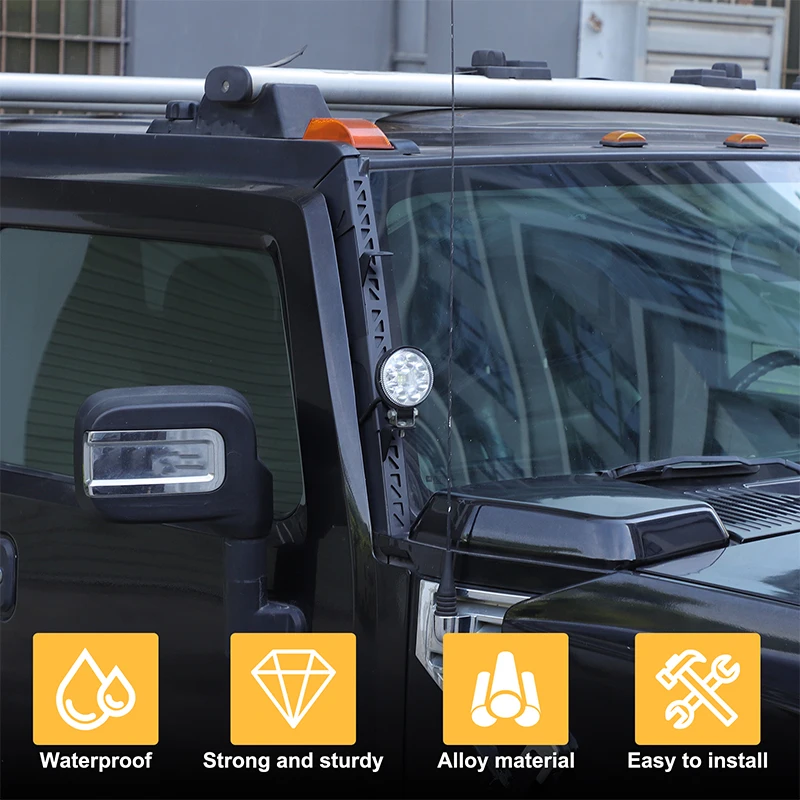 

Для Hummer H2 2003-2009 кронштейн для прожектора на стойке A, кронштейн для автомобильного светильника, аксессуары, углеродистая сталь, черный, 2 шт.