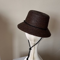 New Fashion Handmade Raffia Fisherman Hat Women's Wide Brim Bucket Black Coffee Vintage   Straw Cap Sun Hat Beach Designer Hats