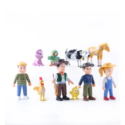 10pcs/set Hot Happy Farm Figures La Granja De Zenon Red Barn Barnyard Farm Kids Cute Toy Adorable Dolls Children Charm Gifts