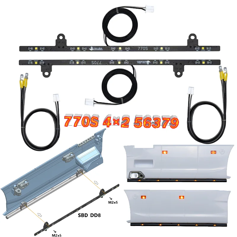 

LED Side Skirt Light Board Lamp Bar for 1/14 Tamiya RC Truck SCANIA 770S 4×2 56379 Car Accessories