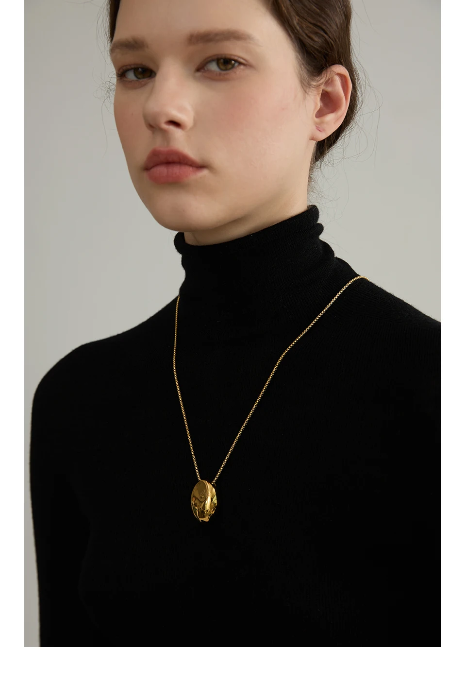 Yhpup 70 cm minimalistische lange Unisex-Pullover-Kette, Schmuck, 316l-Edelstahl, ovaler Anhänger, Halskette für Männer und Frauen, wasserdicht – Detail 8