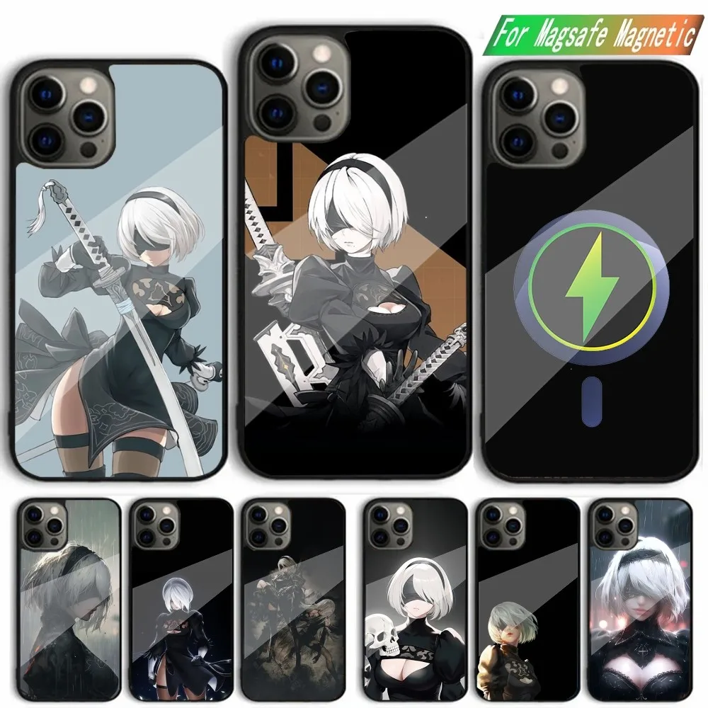 N-NieR A-Automata 2B Phone Case For iPhone 15,14,13,12,11,Plus,Pro,Max Mini Magsafe Magnetic Wireless Charging