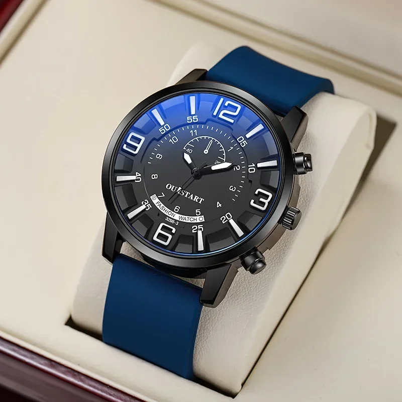 

Silicone Men's Watches Big Dial Quartz Wristwatches Simple Watches Male Casual Watch Clock Gift for Daily