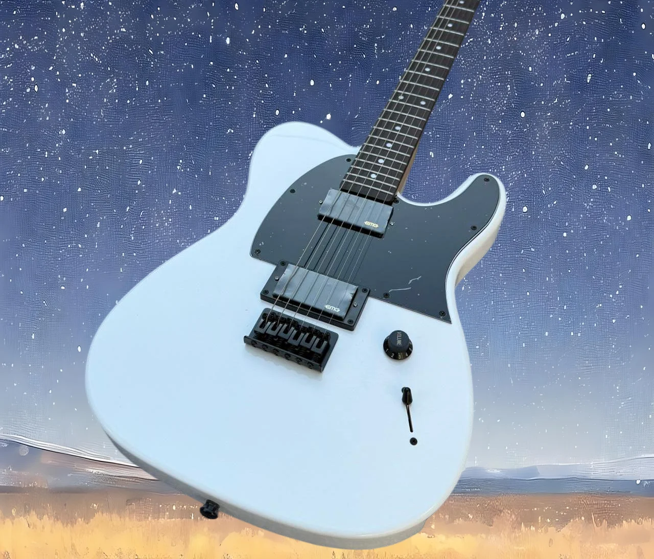 2026 new sale New High Quality Factory Flat white Guitar  Root Signature Locking Knobs Rosewood Fingerboard