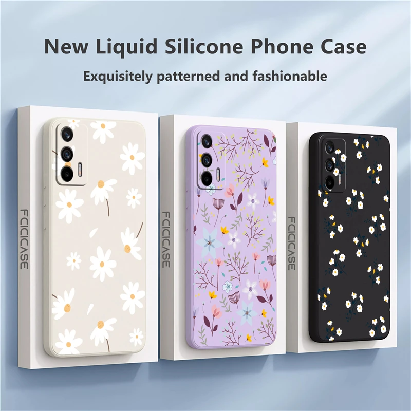 Painting Floral Design Case For OPPO Realme GT NEO 2 Mater X50 X7 Pro XT V11 V15 Liquid Daisy Flowers Cover