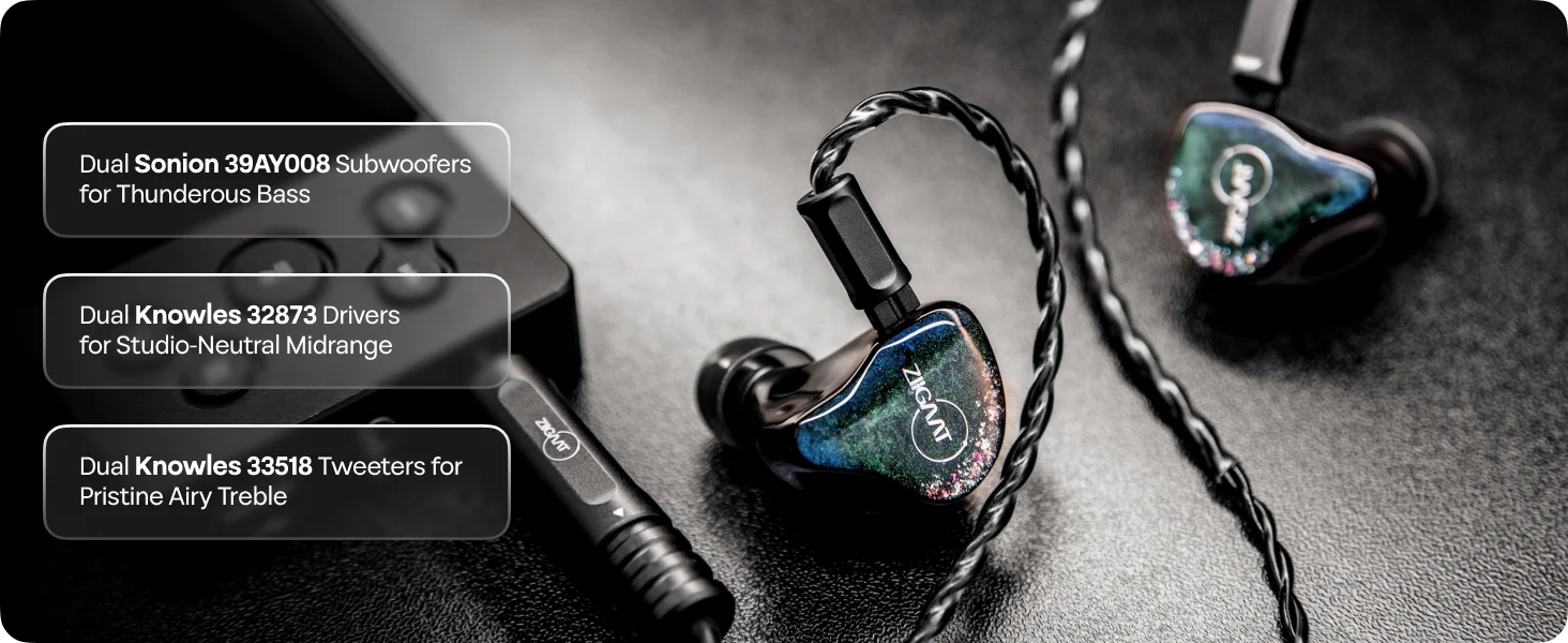 Linsoul ZiiGaat Luna 6 Balanced Armature Drivers Studio IEM Monitor Hifi-Kopfhörer mit 2-poligem austauschbarem Kabel – Detail 2
