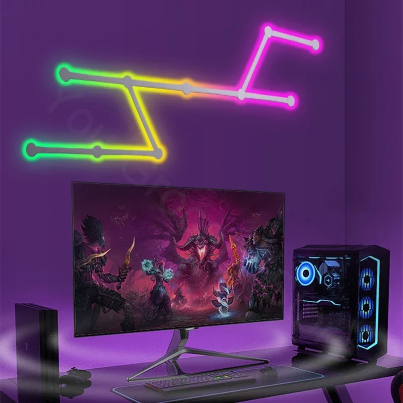 Splicing Light DIY  Light RGB Smart Wall Light Voice Control Lamp for Esports Room Bedroom Bar Decoration Night Light Gaming