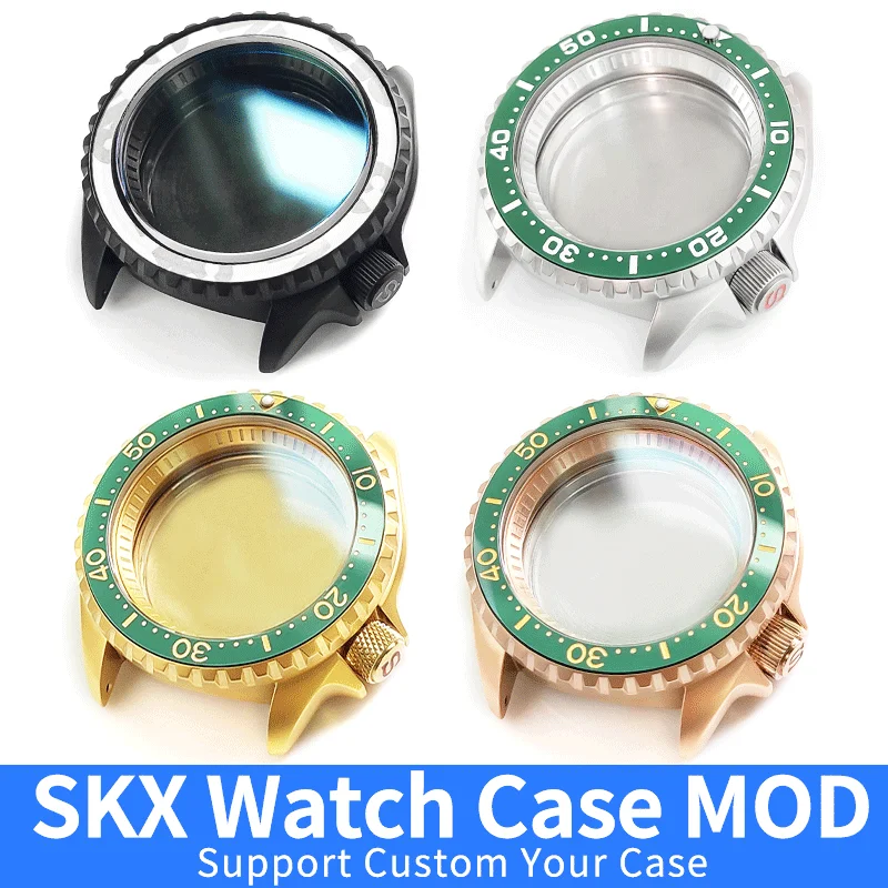 Matte Watch Case Stainless Steel Watch Case For Skx007 009 Mineral Crystal Bezel Fit For Nh35 36 Movement Accessories