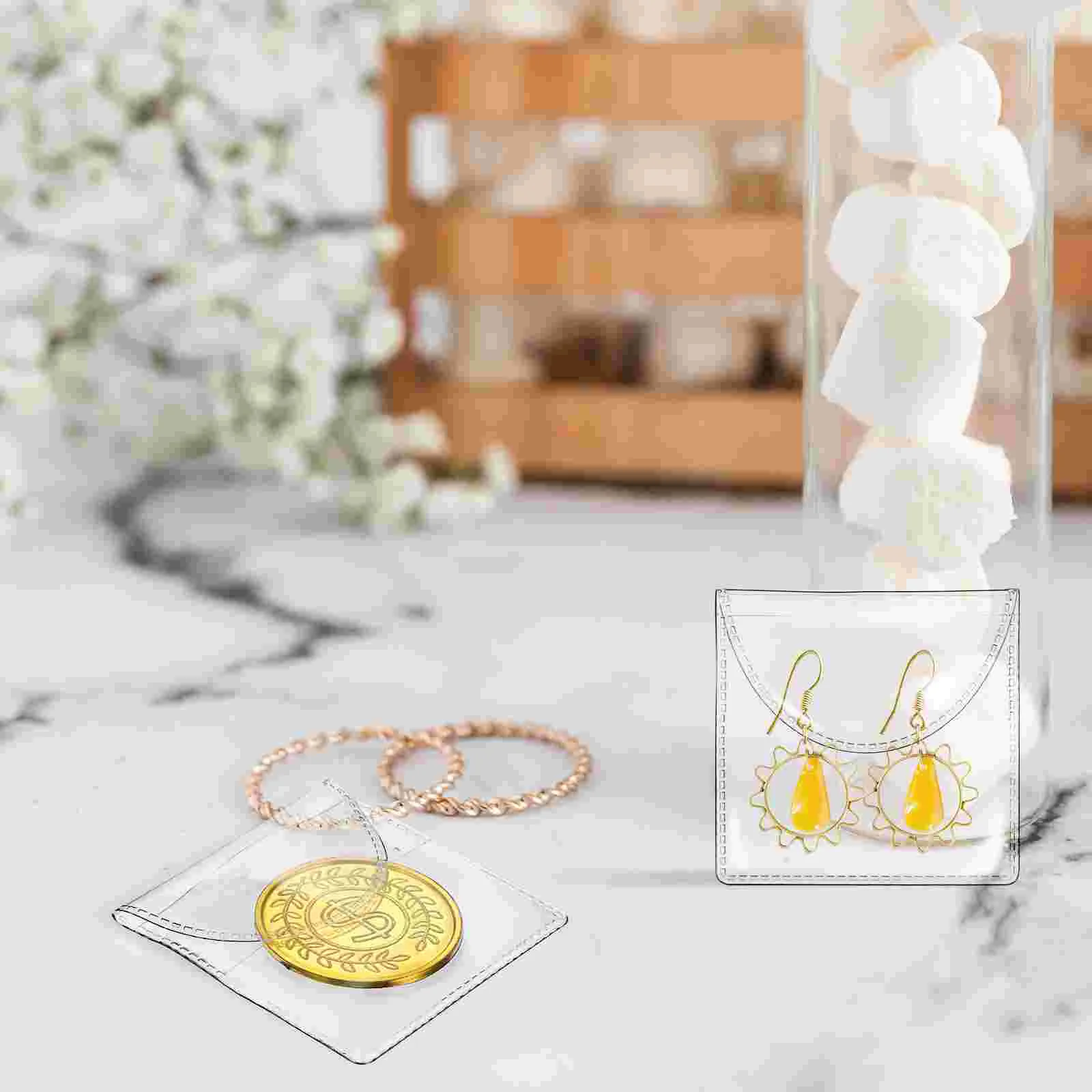 150 Pcs Commemorative Coin Collection Bag Small Jewelry Pouch Protective Coins Plastic Holders Storage Organizer Protection