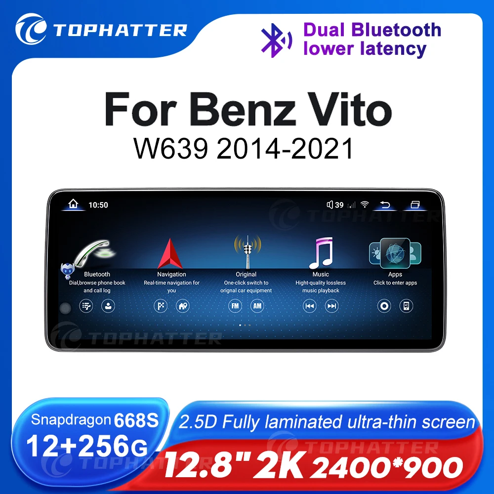 

12.8" 2K Car Radio For Mercedes Benz Vito W639 CarPlay Android Auto Multimedia Player 668S Head Unit Screen DSP Navi Display
