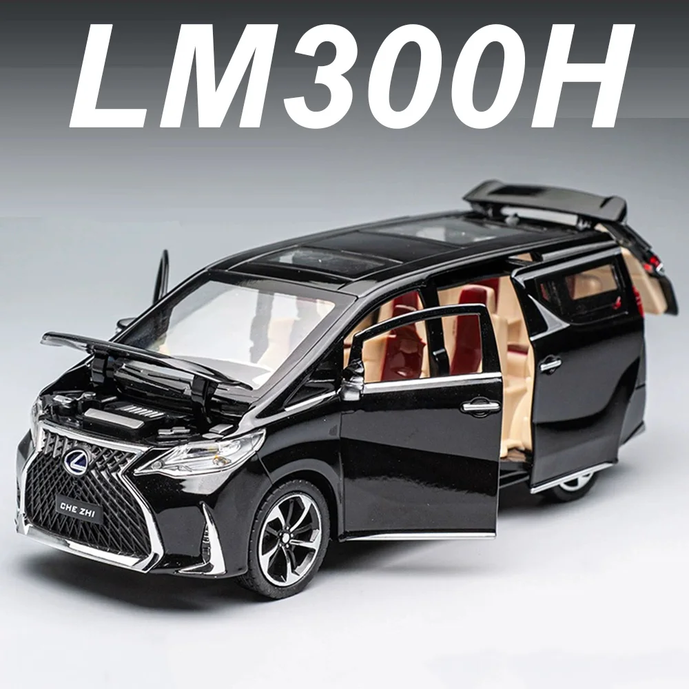 Maßstab 1:24 LM300H LX600 Modellauto Spielzeug Legierung Druckguss MPV Türen geöffnet mit Sound Licht zurückziehen Fahrzeuge dekorative Sammlerstücke