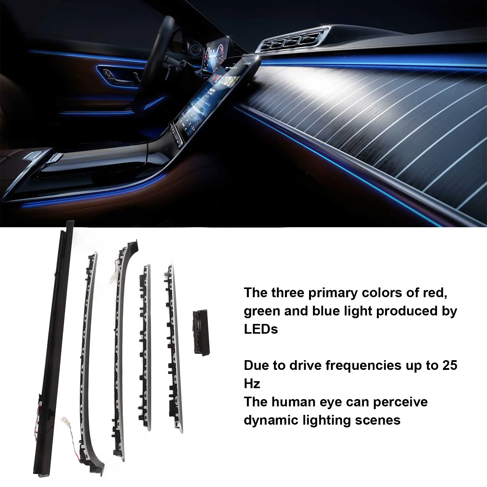 

Светодиодная лента для интерьера автомобиля, комплект активной атмосферной подсветки, многорежимная, термостойкая, из ABS, PC, PMMA, декоративная, для модернизации