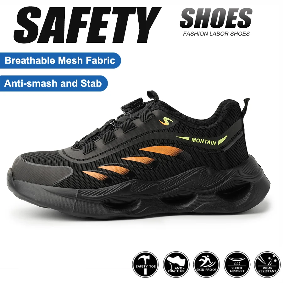 

Men Steel Toe Sneakers Anti-Smash Anti-Puncture Air Cushion Work Safety Shoes Construction Protective Shoes Men's Work Shoes