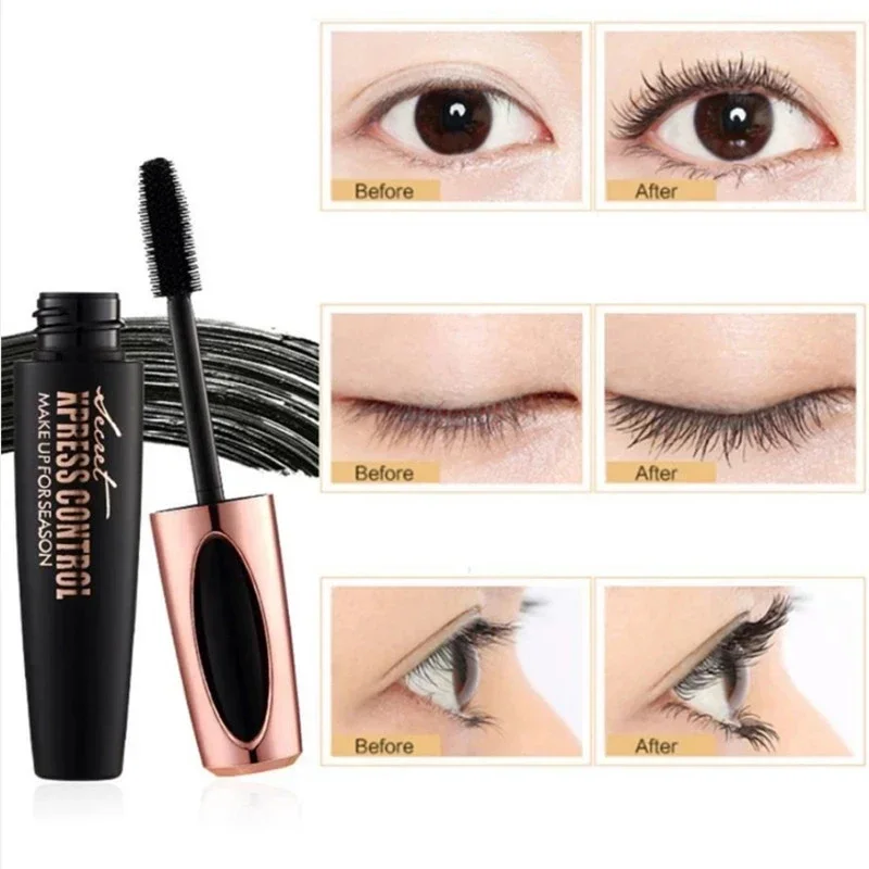 4D Silk Fiber Eyelash Mascara Quick Dry Lasting Waterproof Curly Eyelashes Extension Black Mascara Women Makeup Cosmetics Tools