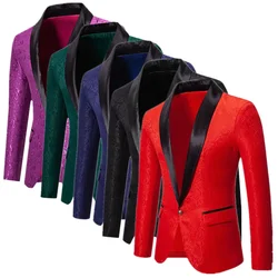 Fashion Men Luxury Jacquard Wedding Suit Slim Fit Jacket Male Prom Party Tuxedo Dress Single Button Blazers
