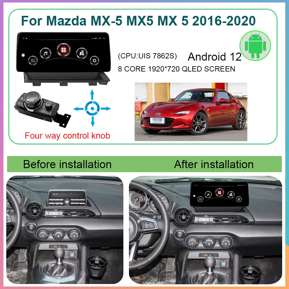 8+256GB Android 12 1920*720 Car Radio For Mazda MX-5 MX5 MX 5 2016-2020 Navigation GPS Video DSP Player