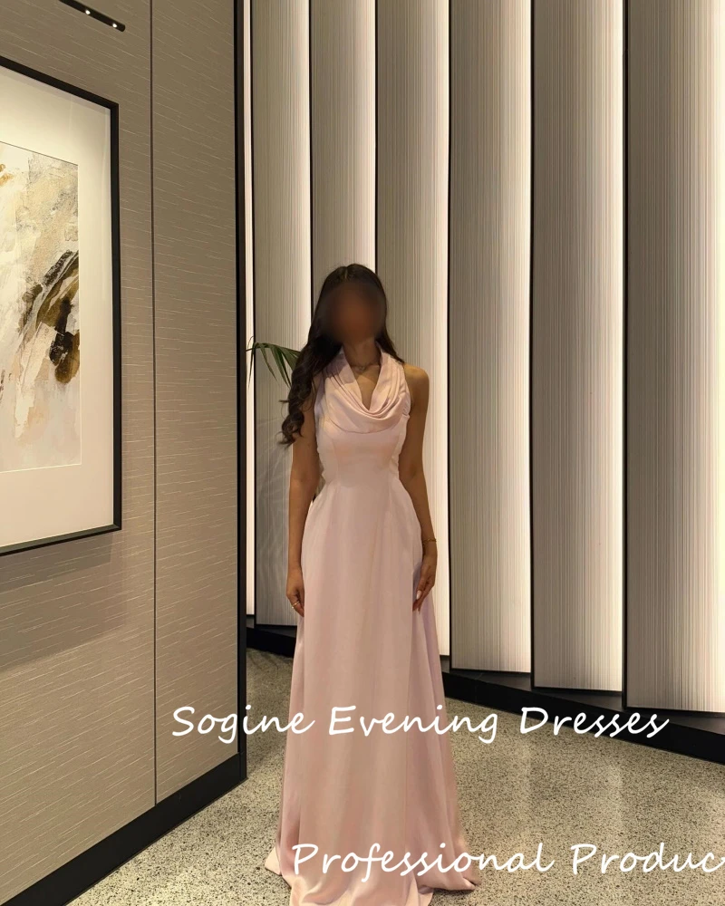 Robes de soirée en satin rose respirant, col licou, sirène, vertes, vertes, pour femmes, sans manches, robes de soirée, Occasions formelles