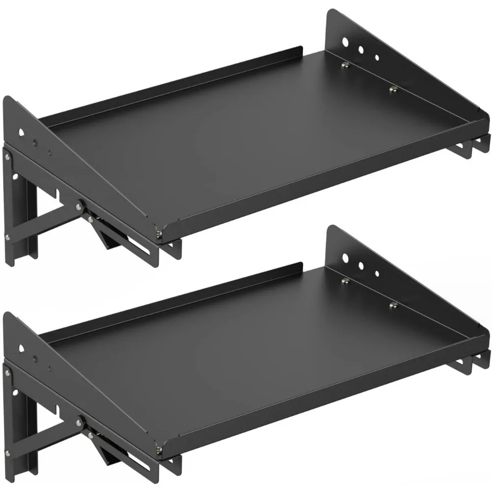 

Heavy Duty Folding Wall Shelf 200LB Adjustable Metal Storage Rack for Garage Tools Workshop Office 2 Pack