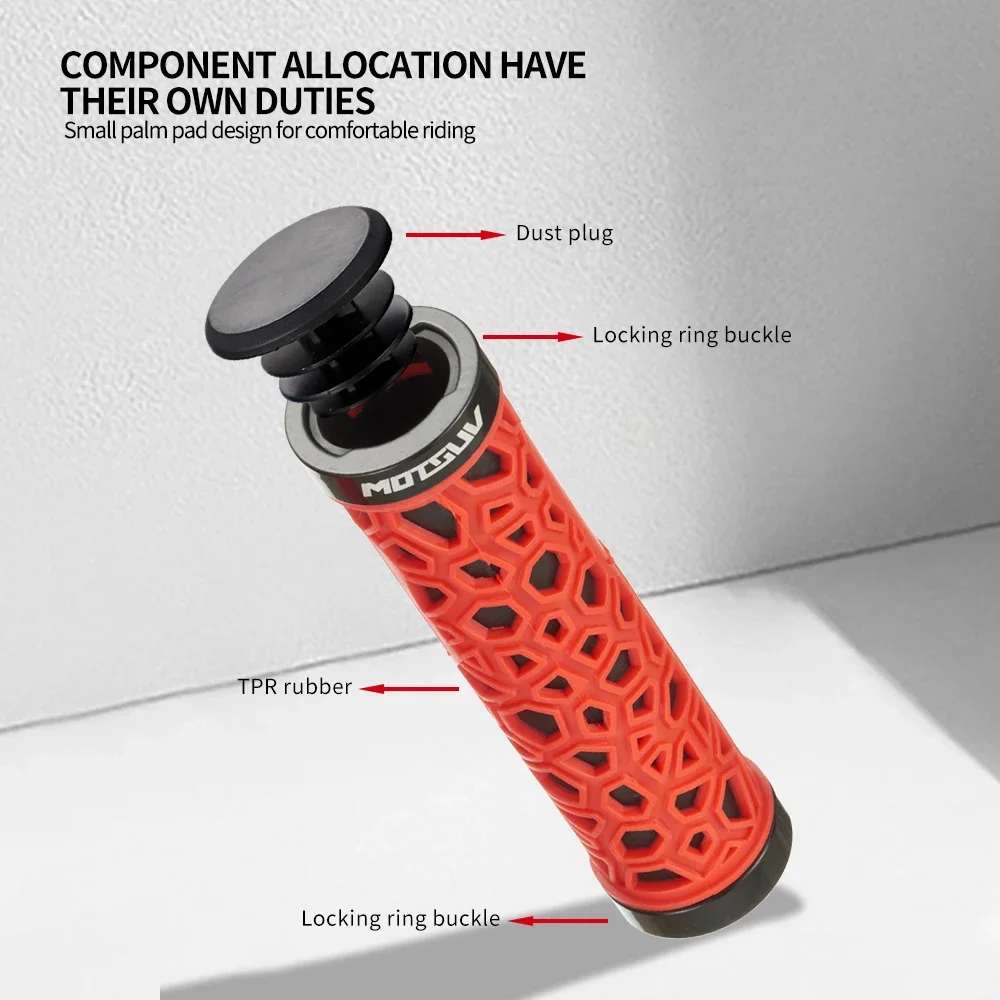 MOTSUV-empuñaduras de manillar de bicicleta de montaña, cubierta de manillar de bloqueo de doble cara suave, tapón de goma antideslizante,