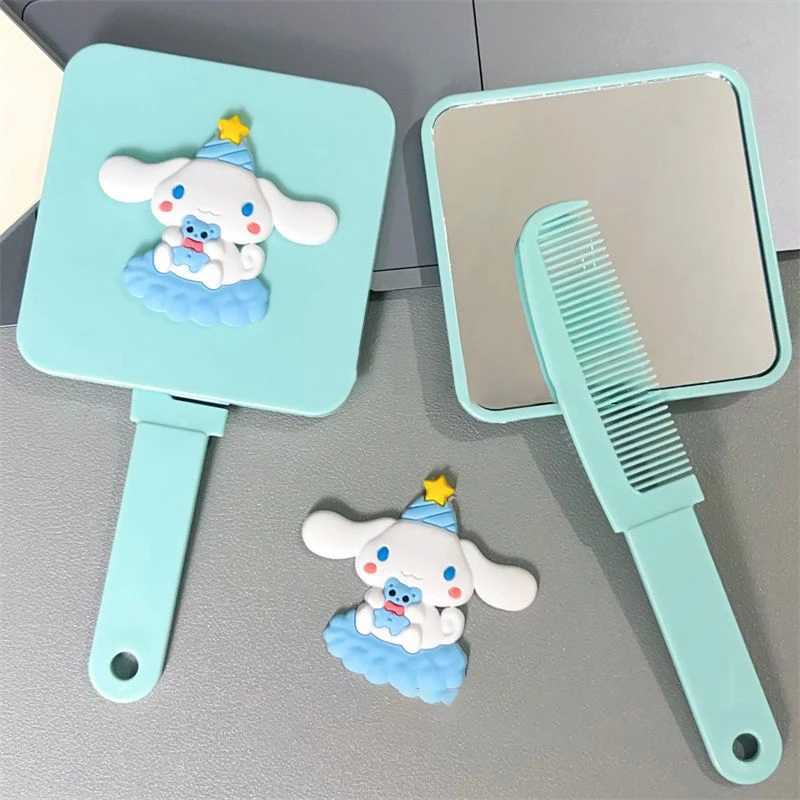 Portable Sanrio Cute Hello Kitty Kawaii Comb Mirror Set Combs Handheld Mirror Extracted Hair Brush Hair Massage Styling Tool