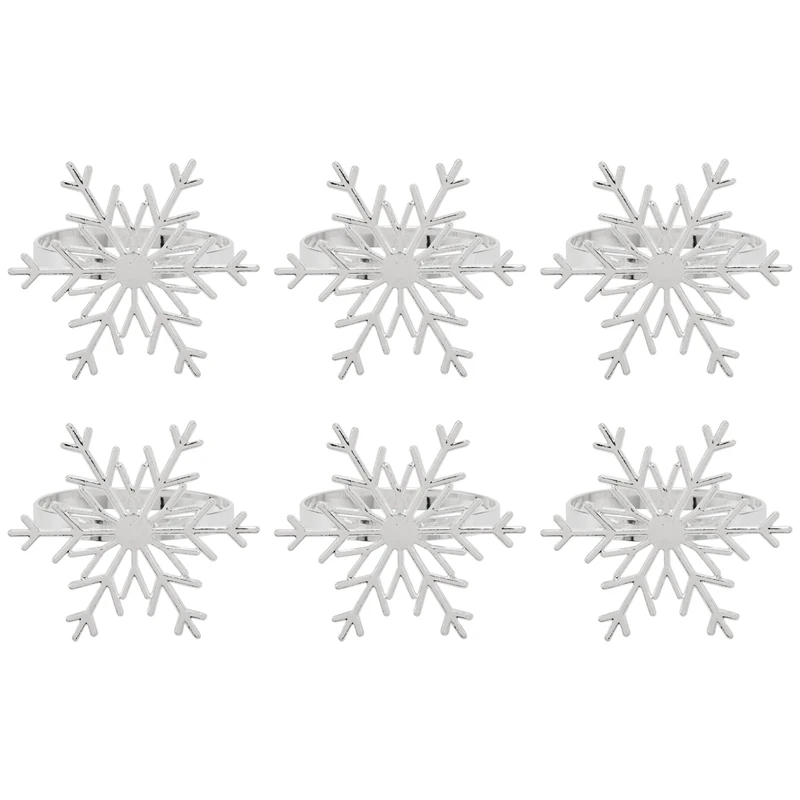 

6 Pieces Snowflake Napkin Rings Christmas Snowflake Napkin Holder Rings For Christmas Holiday Table Decoration