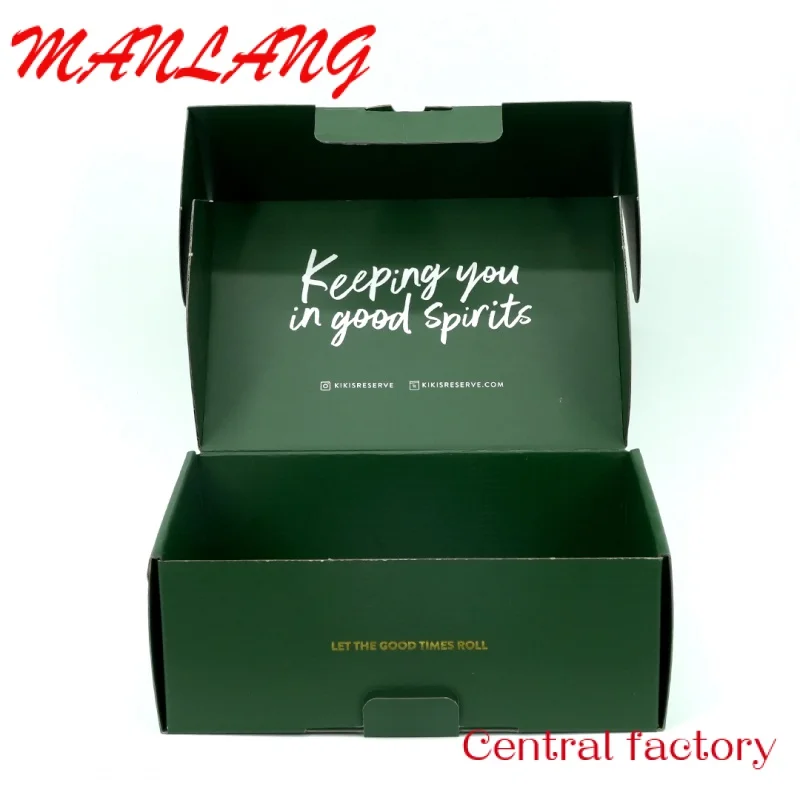 Custom  Standard export portable folding corrugated white shipping mailer box Custom logo printed shipping green gift box