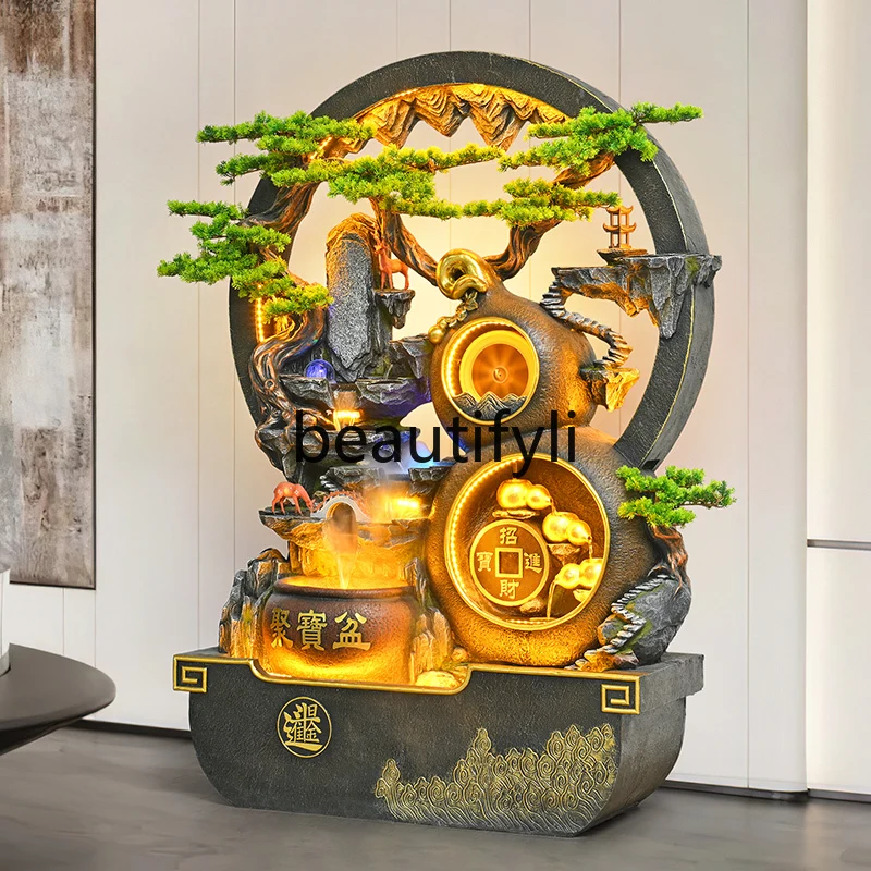 

Lucky treasure rockery flowing water gourd fountain floor ornament office entrance landscape