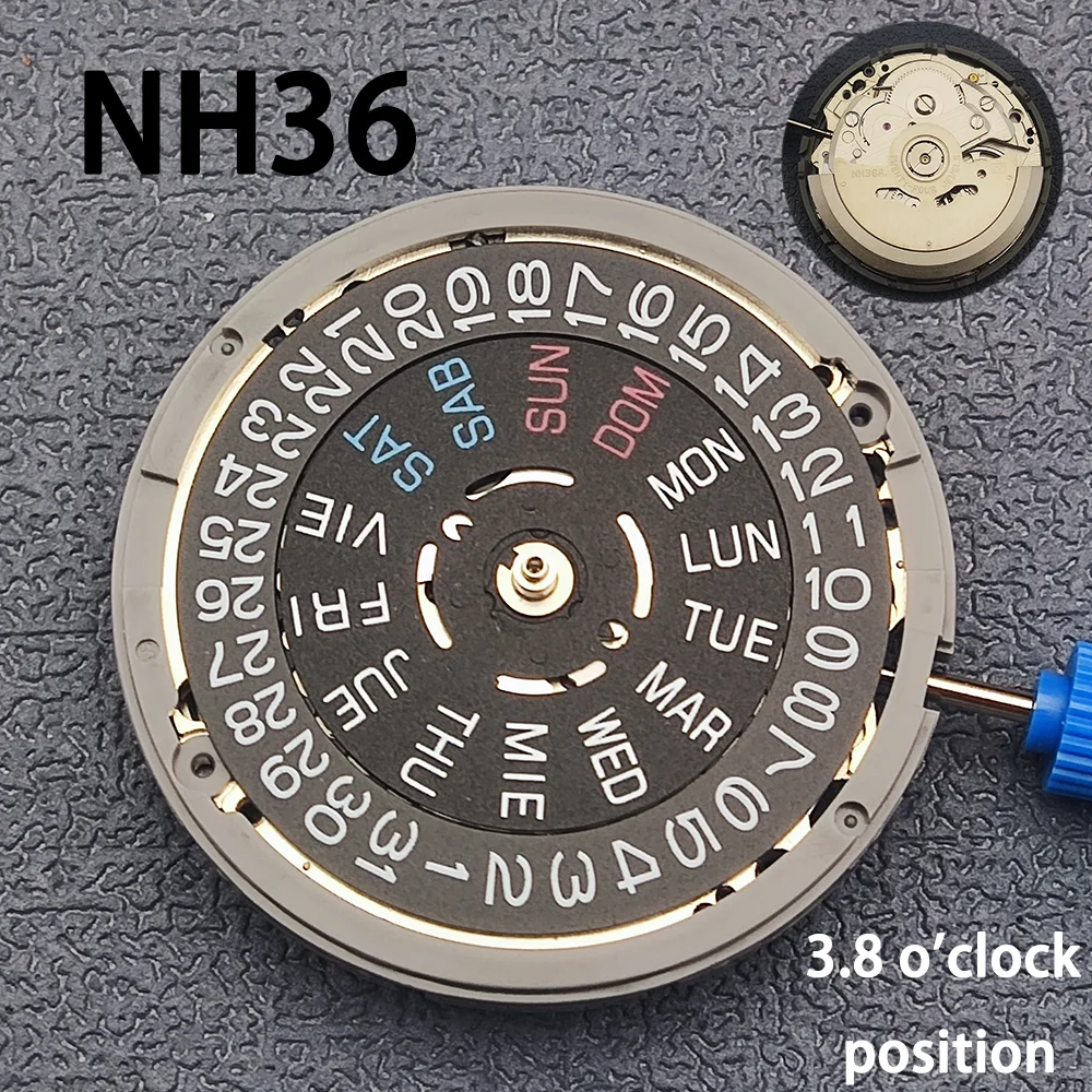 

NH36 movement 3.8 o'clock position black/white calendar Japanese original NH35/NH36 automatic movement watch replacement parts