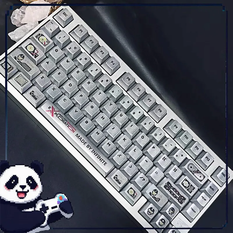 

Меха футуристические колпачки для клавиш с металлической текстурой, оригинальная заводская высота, материал Pbt, аксессуары для клавиатуры настольного компьютера