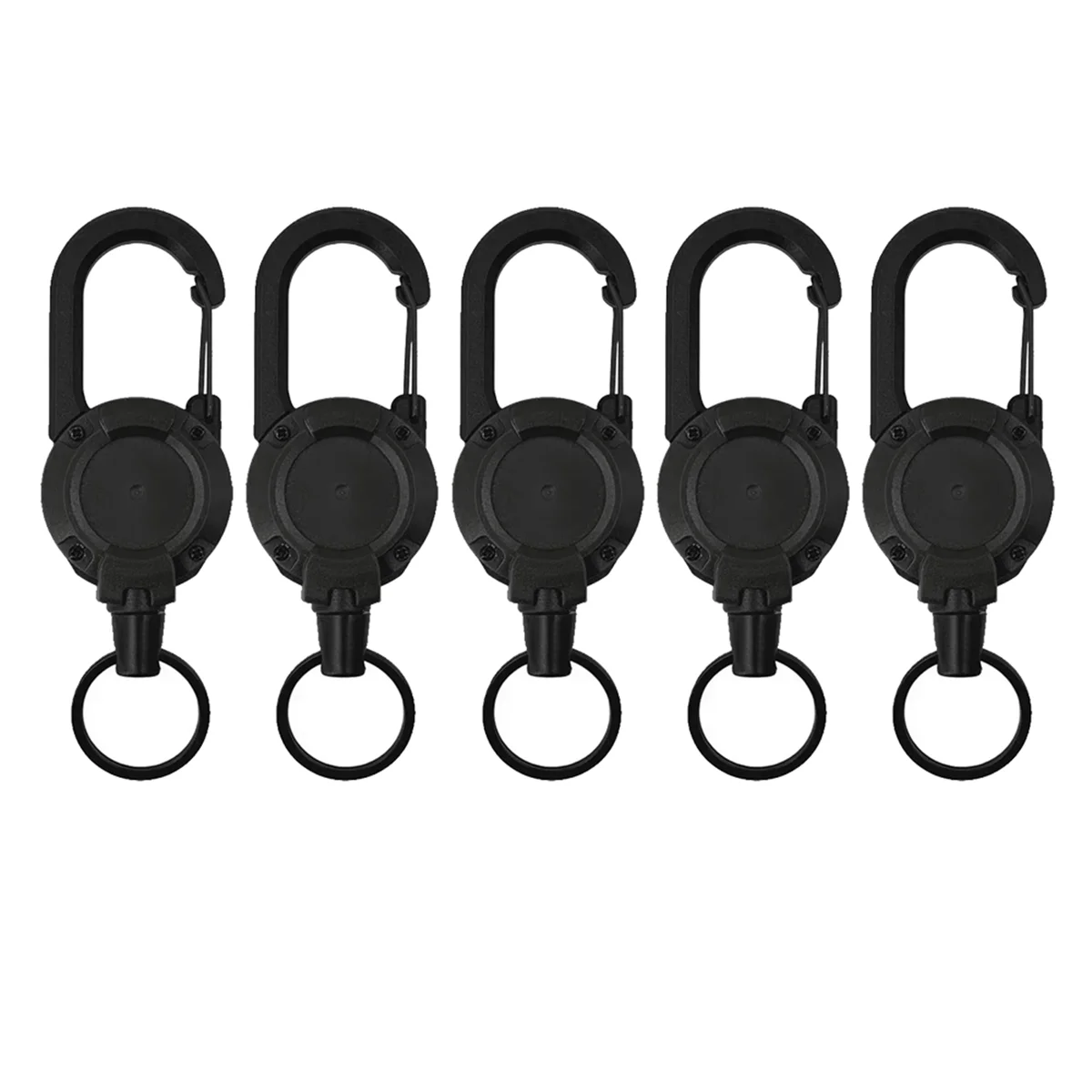 N37R_6N 5PCS Outdoor Retractable Wire Rope Retractable Keychain Reel