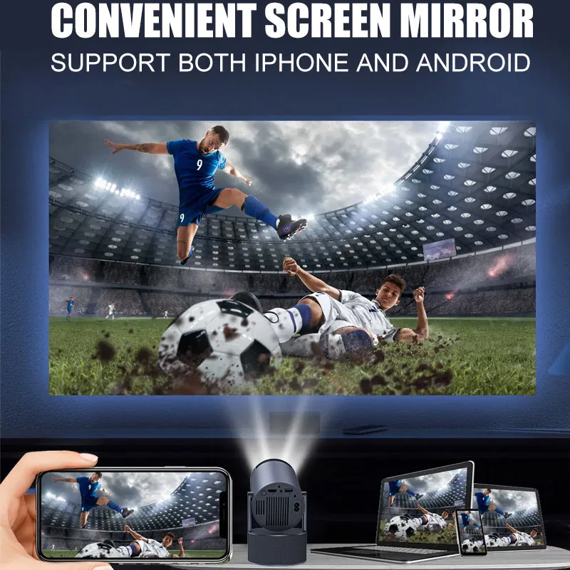 Projektor KaiAqua Smart Android 11 350ANSI z automatycznym ustawianiem ostrości, natywne rozdzielczość 1080P, obsługa 4K, Wi-Fi 6, BT5.0, przenośny, do filmów, na zewnątrz.