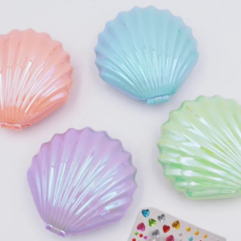 1Pc Shell Folding Comb Airbag Hair Brush with Mirror Anti-static Comb Multifunctional Practical Plastic Hair Brushes & Combs New