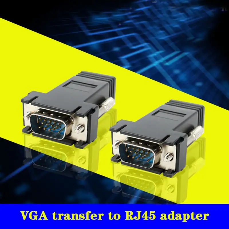 F3KE 1 Pair VGA Extender Male Female to LAN RJ45 CAT5 CAT6 20M Cable Adapter