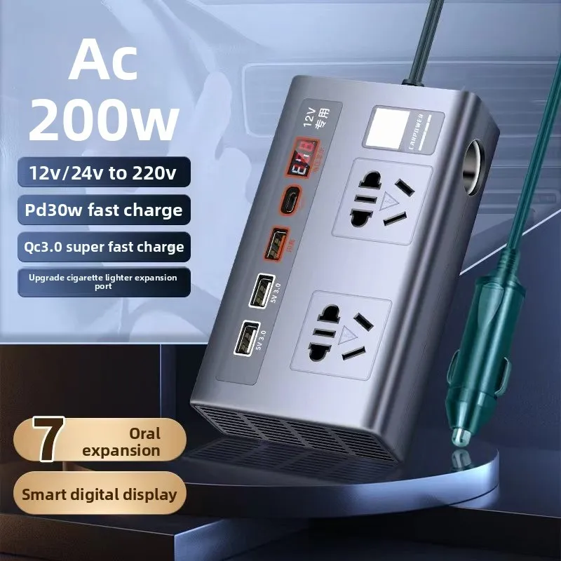 

Автомобильный инвертор постоянного тока 12 В-24 В до A220 В, бытовой мощный автомобильный преобразователь розетки, трансформатор, зарядное устройство