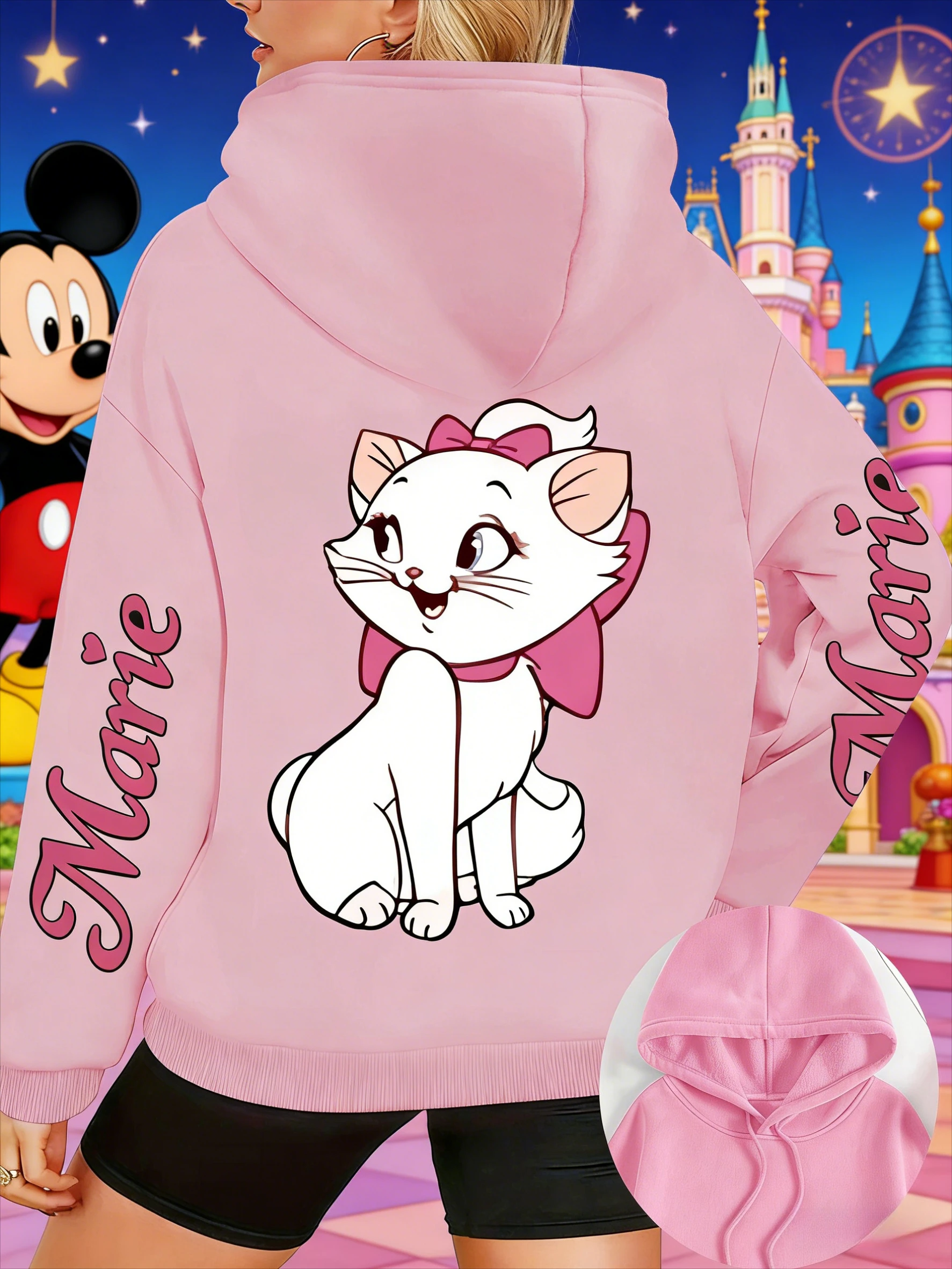 2026 Herbst/Winter Disney Marie Katze Grafik-Hoodie Herren Mode Outdoor Baumwolle Warmer Pullover Locker Lässiger Mantel Unisex
