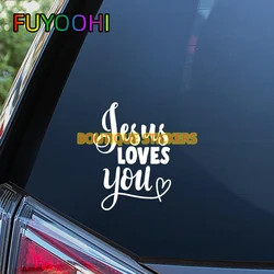FUYOOHI Creativity Vinyl Decal Black/White Jesus Loves You Sticker Text Window Sticker High Quality Waterproof Car Decor KK
