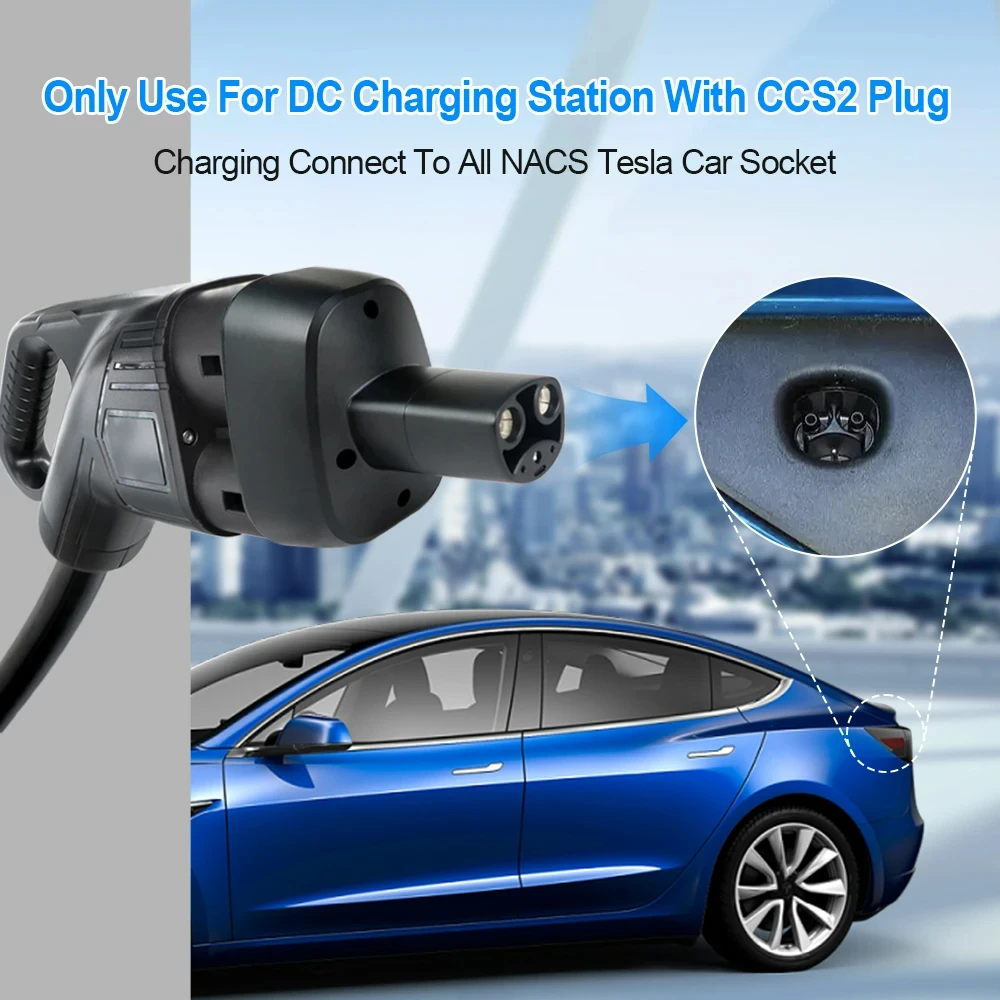 EV Charger Adapter AC 32A DC 400A CCS2 to Tesla Model Y/S/3/X Electric Vehicle Charging 300V-1000V DC 110V-250V AC Convertor