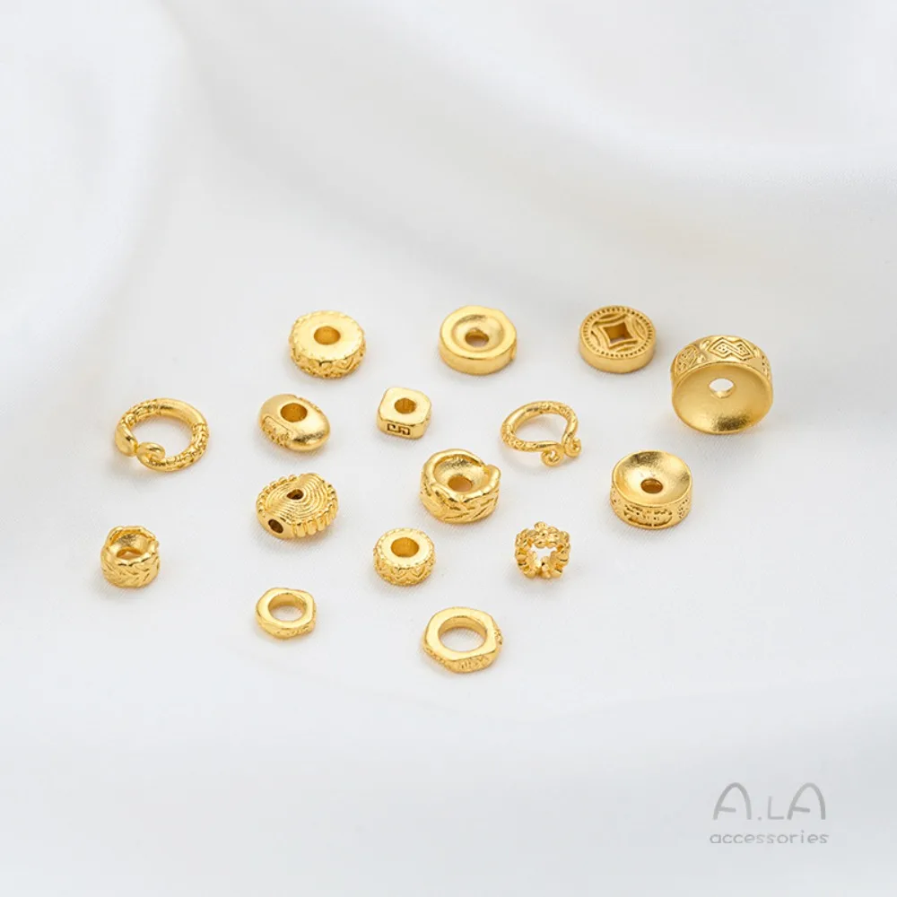 فيتنام الرمال الذهب ورقة نمط داجي النحاس عملة يترك الحاجز تشغيل حلقة DIY مطرز طوقا مجوهرات اكسسوارات #5