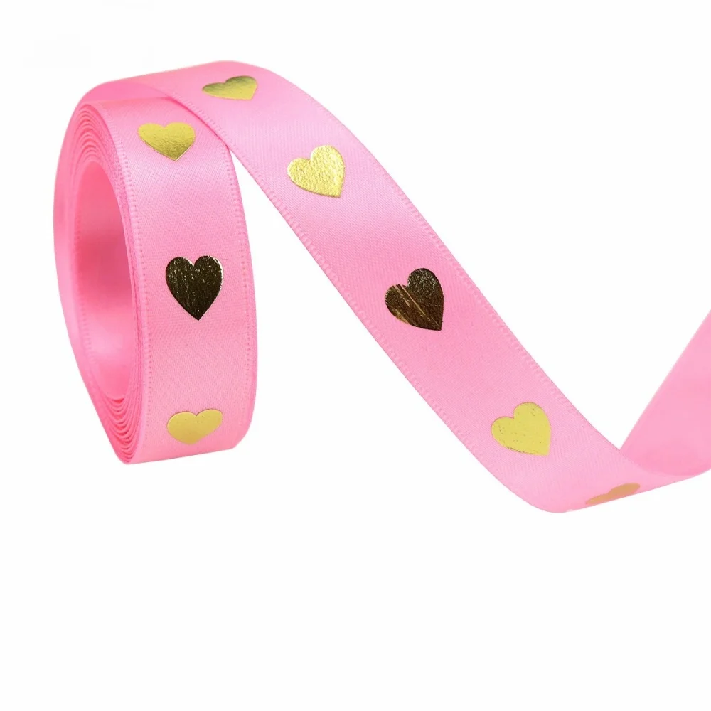 5 Yard Hot Stamping Love Heart Ribbon DIY Bowknot Flower Cake Packaging Ribbons Valentine's Day Gift Box Wrapping Strap